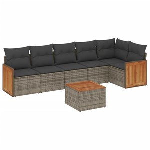 Maison exclusive - salon de jardin avec coussins 7 pcs gris résine tressée