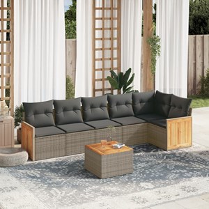 Maison exclusive - salon de jardin avec coussins 7 pcs gris résine tressée