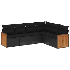 Maison exclusive - salon de jardin 6 pcs avec coussins noir résine tressée