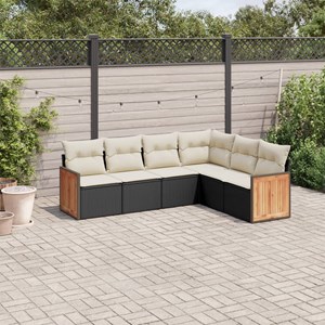 Maison exclusive - salon de jardin 6 pcs avec coussins noir résine tressée