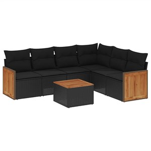 Maison exclusive - salon de jardin 7 pcs avec coussins noir résine tressée