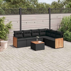 Maison exclusive - salon de jardin 7 pcs avec coussins noir résine tressée