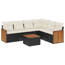 Maison exclusive - salon de jardin 7 pcs avec coussins noir résine tressée