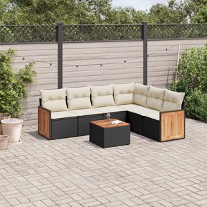 Maison exclusive - salon de jardin 7 pcs avec coussins noir résine tressée
