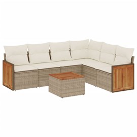 Maison exclusive - salon de jardin avec coussins 7 pcs beige résine tressée