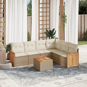 Maison exclusive - salon de jardin avec coussins 7 pcs beige résine tressée