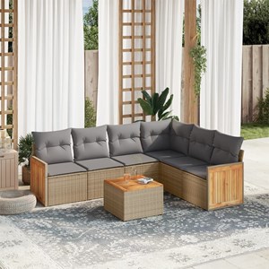 Maison exclusive - salon de jardin avec coussins 7 pcs beige résine tressée