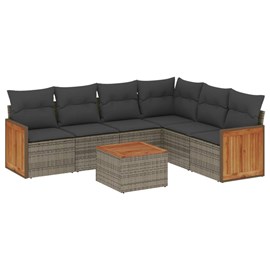 Maison exclusive - salon de jardin avec coussins 7 pcs gris résine tressée