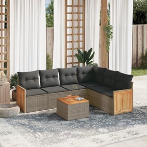 Maison exclusive - salon de jardin avec coussins 7 pcs gris résine tressée