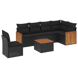 Maison exclusive - salon de jardin 7 pcs avec coussins noir résine tressée
