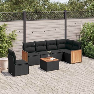 Maison exclusive - salon de jardin 7 pcs avec coussins noir résine tressée