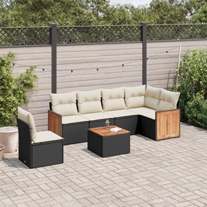 Maison exclusive - salon de jardin 7 pcs avec coussins noir résine tressée