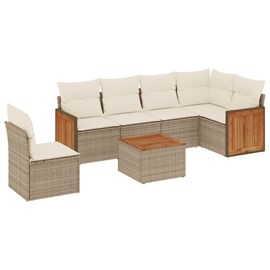 Maison exclusive - salon de jardin avec coussins 7 pcs beige résine tressée