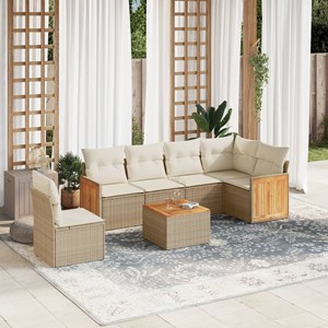 Maison exclusive - salon de jardin avec coussins 7 pcs beige résine tressée