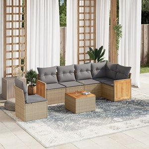 Maison exclusive - salon de jardin avec coussins 7 pcs beige résine tressée