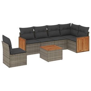 Maison exclusive - salon de jardin avec coussins 7 pcs gris résine tressée