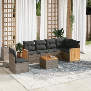 Maison exclusive - salon de jardin avec coussins 7 pcs gris résine tressée