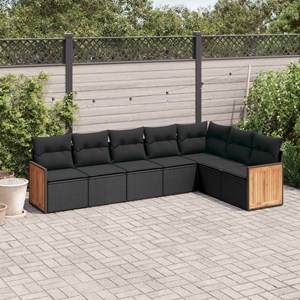 Maison exclusive - salon de jardin 7 pcs avec coussins noir résine tressée