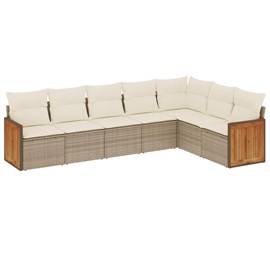 Maison exclusive - salon de jardin avec coussins 7 pcs beige résine tressée