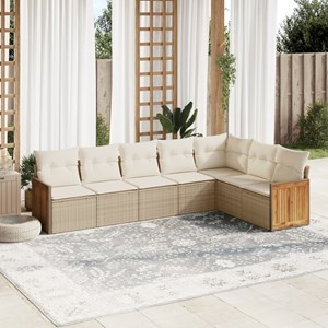 Maison exclusive - salon de jardin avec coussins 7 pcs beige résine tressée