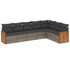 Maison exclusive - salon de jardin avec coussins 7 pcs gris résine tressée