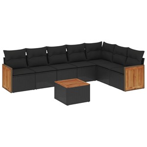 Maison exclusive - salon de jardin 8 pcs avec coussins noir résine tressée