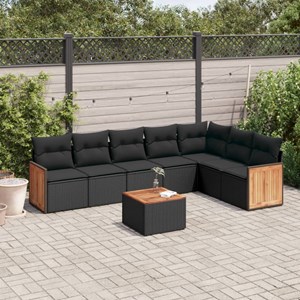 Maison exclusive - salon de jardin 8 pcs avec coussins noir résine tressée