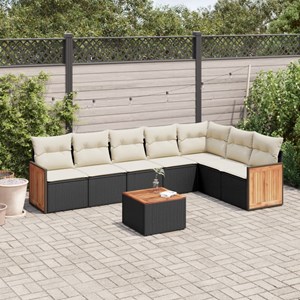 Maison exclusive - salon de jardin 8 pcs avec coussins noir résine tressée