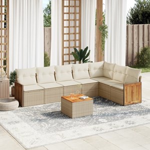 Maison exclusive - salon de jardin avec coussins 8 pcs beige résine tressée