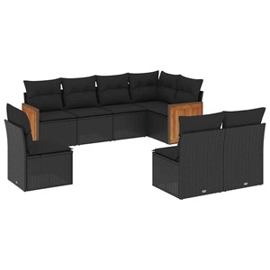 Maison exclusive - salon de jardin 8 pcs avec coussins noir résine tressée