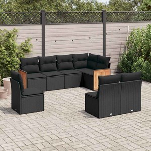 Maison exclusive - salon de jardin 8 pcs avec coussins noir résine tressée