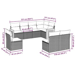 Maison exclusive - salon de jardin 8 pcs avec coussins noir résine tressée