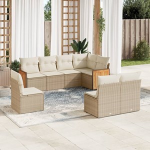 Maison exclusive - salon de jardin avec coussins 8 pcs beige résine tressée