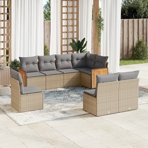 Maison exclusive - salon de jardin avec coussins 8 pcs beige résine tressée