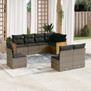 Maison exclusive - salon de jardin 8 pcs avec coussins gris résine tressée