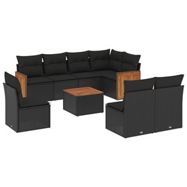 Maison exclusive - salon de jardin 9 pcs avec coussins noir résine tressée