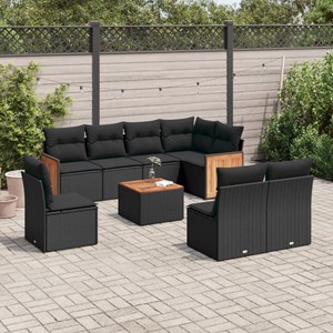 Maison exclusive - salon de jardin 9 pcs avec coussins noir résine tressée