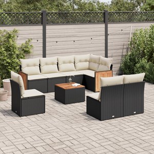 Maison exclusive - salon de jardin 9 pcs avec coussins noir résine tressée