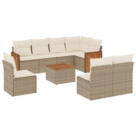 Maison exclusive - salon de jardin avec coussins 9 pcs beige résine tressée