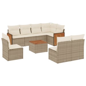 Maison exclusive - salon de jardin avec coussins 9 pcs beige résine tressée