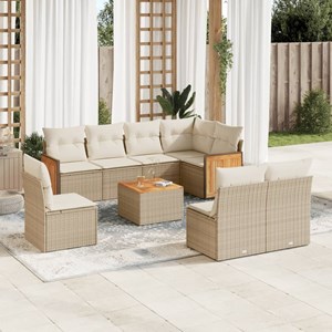 Maison exclusive - salon de jardin avec coussins 9 pcs beige résine tressée