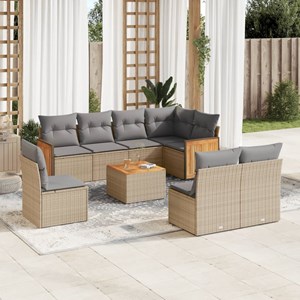 Maison exclusive - salon de jardin avec coussins 9 pcs beige résine tressée
