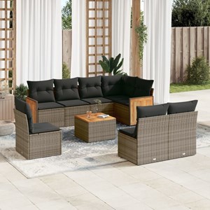 Maison exclusive - salon de jardin 9 pcs avec coussins gris résine tressée