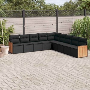 Maison exclusive - salon de jardin 9 pcs avec coussins noir résine tressée