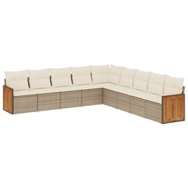 Maison exclusive - salon de jardin avec coussins 9 pcs beige résine tressée