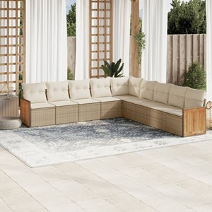 Maison exclusive - salon de jardin avec coussins 9 pcs beige résine tressée