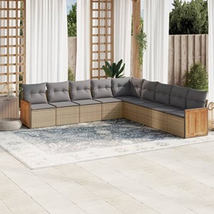 Maison exclusive - salon de jardin avec coussins 9 pcs beige résine tressée