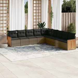 Maison exclusive - salon de jardin 9 pcs avec coussins gris résine tressée
