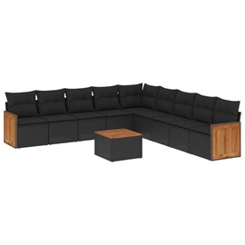 Maison exclusive - salon de jardin 10 pcs avec coussins noir résine tressée