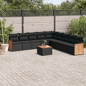 Maison exclusive - salon de jardin 10 pcs avec coussins noir résine tressée